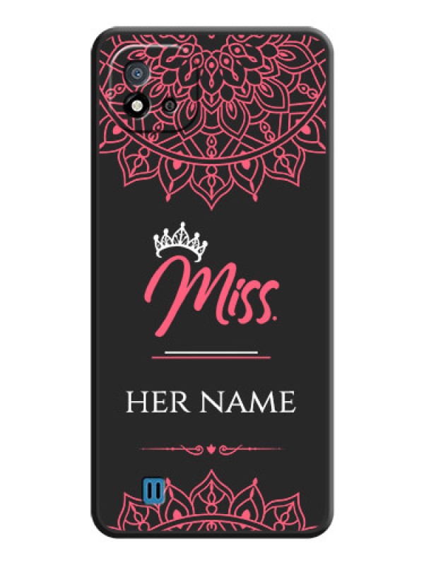 Custom Mrs Name with Floral Design on Space Black Personalized Soft Matte Phone Covers - Realme C20