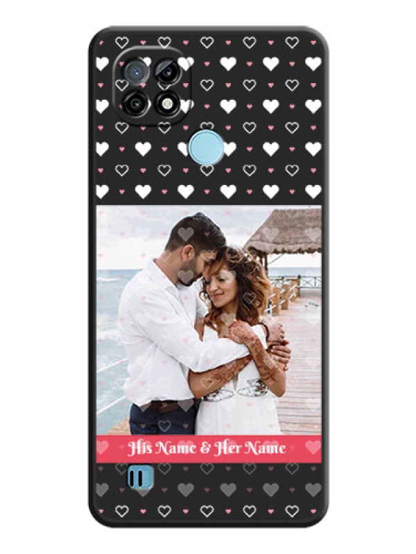 Custom White Color Love Symbols with Text Design on Photo on Space Black Soft Matte Phone Cover - Realme C21