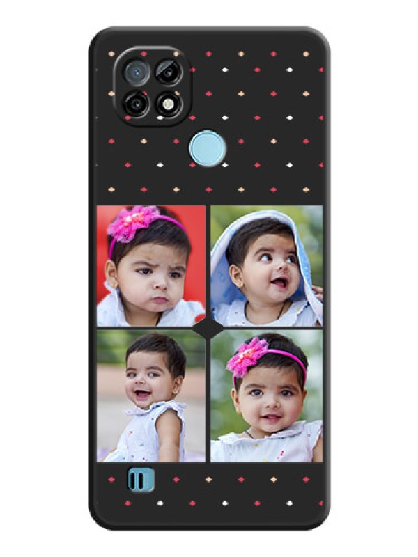 Custom Multicolor Dotted Pattern with 4 Image Holder on Space Black Custom Soft Matte Phone Cases - Realme C21