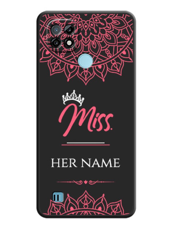 Custom Mrs Name with Floral Design on Space Black Personalized Soft Matte Phone Covers - Realme C21