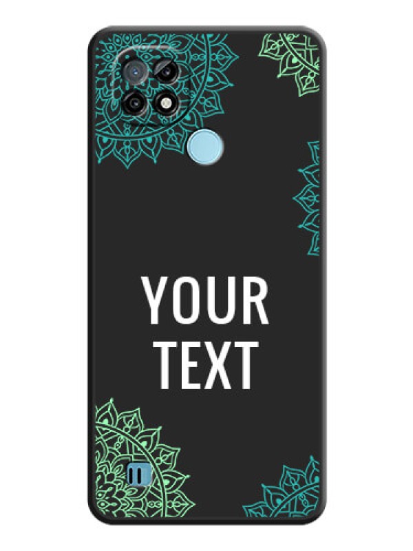 Custom Your Name with Floral Design on Space Black Custom Soft Matte Back Cover - Realme C21