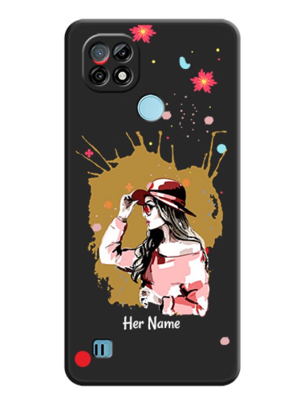 Custom Mordern Lady With Color Splash Background With Custom Text On Space Black Personalized Soft Matte Phone Covers -Realme C21