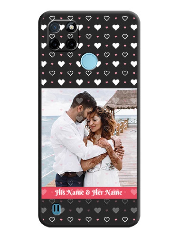 Custom White Color Love Symbols with Text Design on Photo on Space Black Soft Matte Phone Cover - Realme C21Y