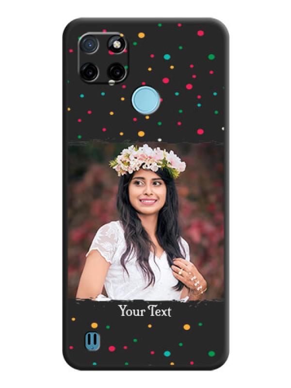 Custom Multicolor Dotted Pattern with Text on Space Black Custom Soft Matte Phone Back Cover - Realme C21Y