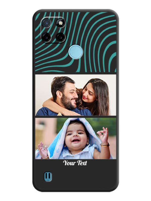 Custom Wave Pattern with 2 Image Holder on Space Black Personalized Soft Matte Phone Covers - Realme C21Y