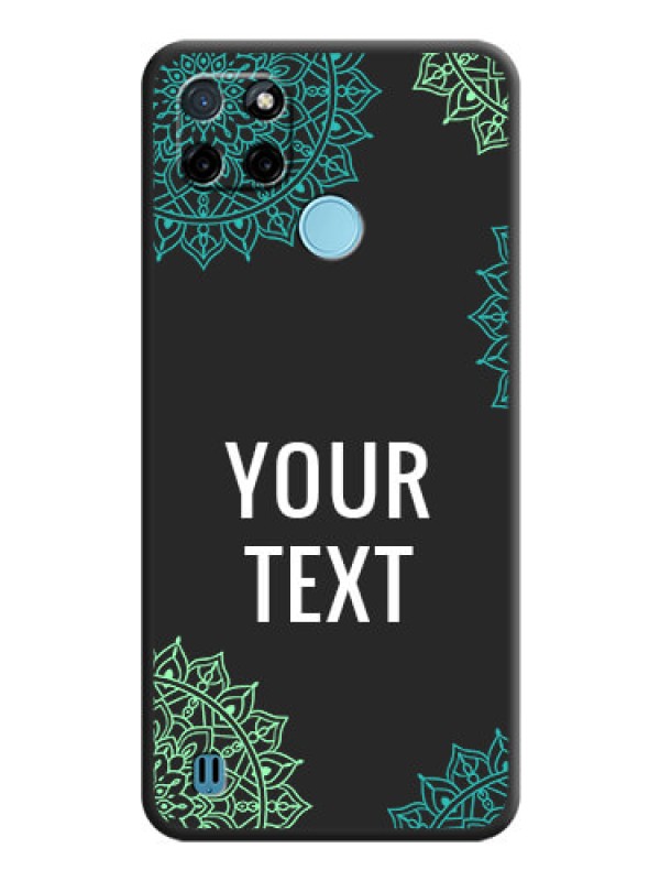 Custom Your Name with Floral Design on Space Black Custom Soft Matte Back Cover - Realme C21Y