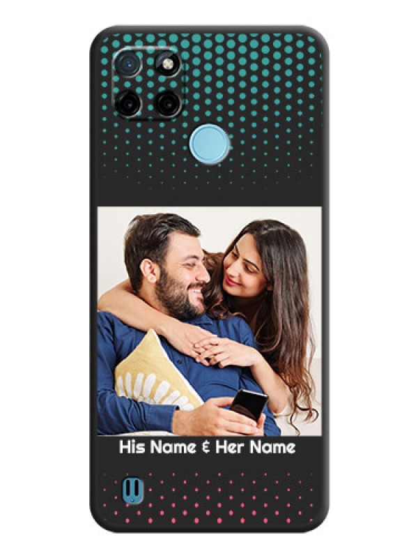 Custom Faded Dots with Grunge Photo Frame and Text on Space Black Custom Soft Matte Phone Cases - Realme C21Y