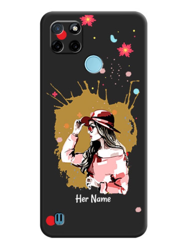 Custom Mordern Lady With Color Splash Background With Custom Text On Space Black Personalized Soft Matte Phone Covers -Realme C21Y