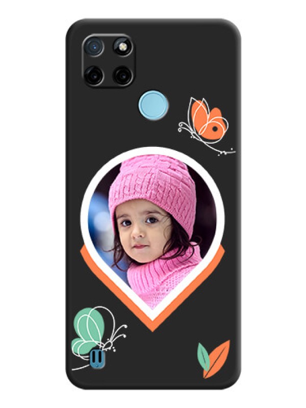 Custom Upload Pic With Simple Butterly Design On Space Black Personalized Soft Matte Phone Covers -Realme C21Y