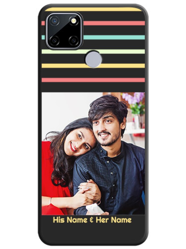 Custom Color Stripes with Photo and Text on Photo on Space Black Soft Matte Mobile Case - Realme C25
