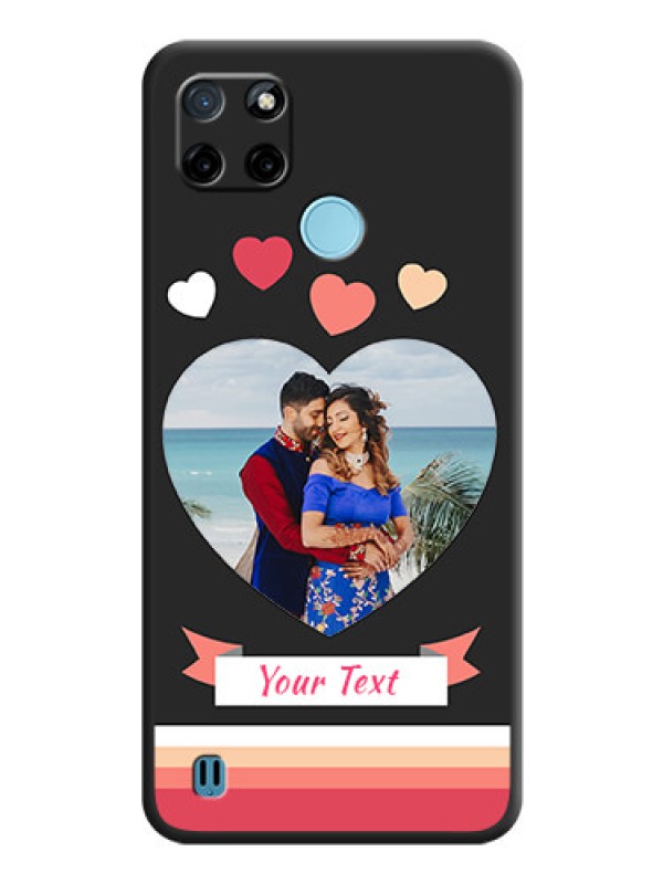 Custom Love Shaped Photo with Colorful Stripes on Personalised Space Black Soft Matte Cases - Realme C25_Y