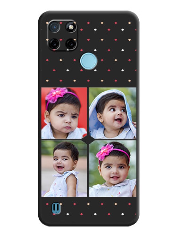 Custom Multicolor Dotted Pattern with 4 Image Holder on Space Black Custom Soft Matte Phone Cases - Realme C25_Y