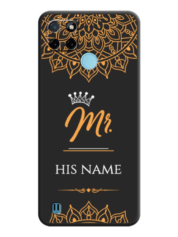 Custom Mr Name with Floral Design  on Personalised Space Black Soft Matte Cases - Realme C25_Y