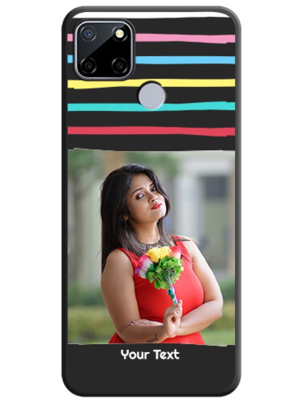 Custom Multicolor Lines with Image on Space Black Personalized Soft Matte Phone Covers - Realme C25s