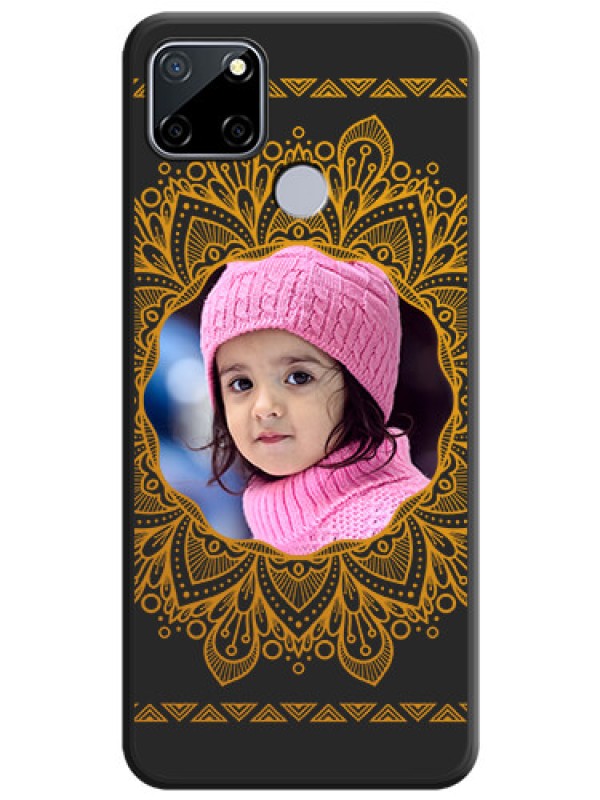 Custom Round Image with Floral Design on Photo on Space Black Soft Matte Mobile Cover - Realme C25s