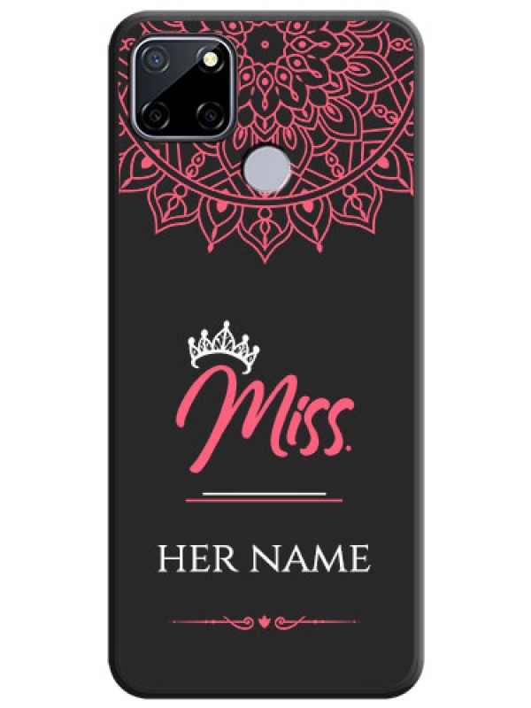 Custom Mrs Name with Floral Design on Space Black Personalized Soft Matte Phone Covers - Realme C25s
