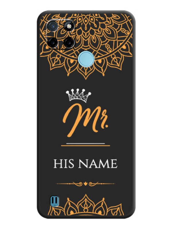 Custom Mr Name with Floral Design  on Personalised Space Black Soft Matte Cases - Realme C25Y