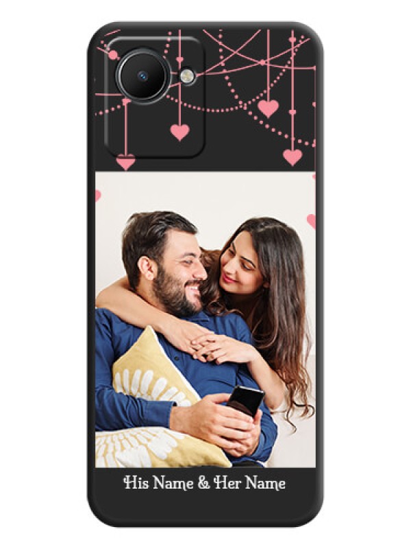 Custom Pink Love Hangings with Text on Space Black Custom Soft Matte Back Cover - Realme C30