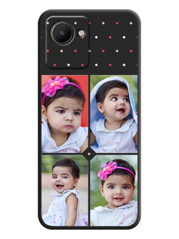 Custom Multicolor Dotted Pattern with 4 Image Holder on Space Black Custom Soft Matte Phone Cases - Realme C30