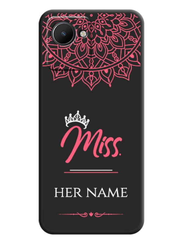 Custom Mrs Name with Floral Design on Space Black Personalized Soft Matte Phone Covers - Realme C30