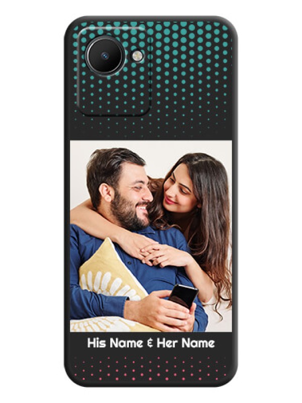 Custom Faded Dots with Grunge Photo Frame and Text on Space Black Custom Soft Matte Phone Cases - Realme C30