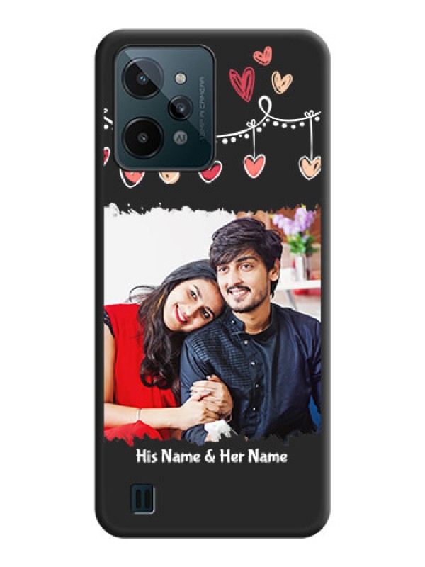 Custom Pink Love Hangings with Name on Space Black Custom Soft Matte Phone Cases - Realme C31