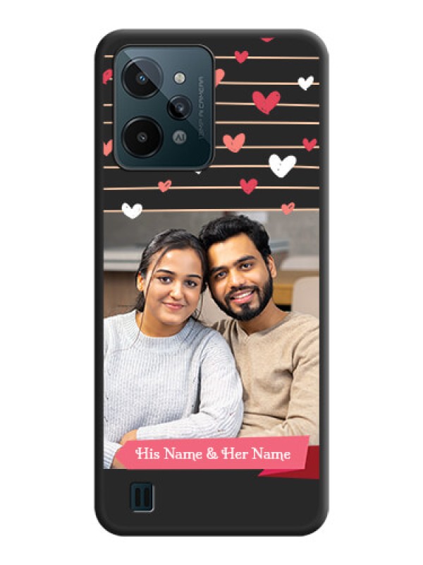 Custom Love Pattern with Name on Pink Ribbon  on Photo on Space Black Soft Matte Back Cover - Realme C31