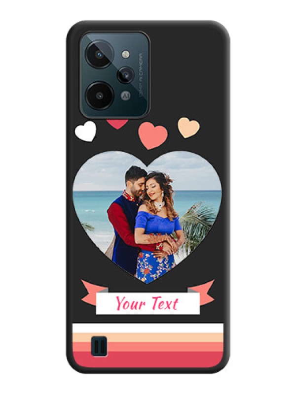 Custom Love Shaped Photo with Colorful Stripes on Personalised Space Black Soft Matte Cases - Realme C31