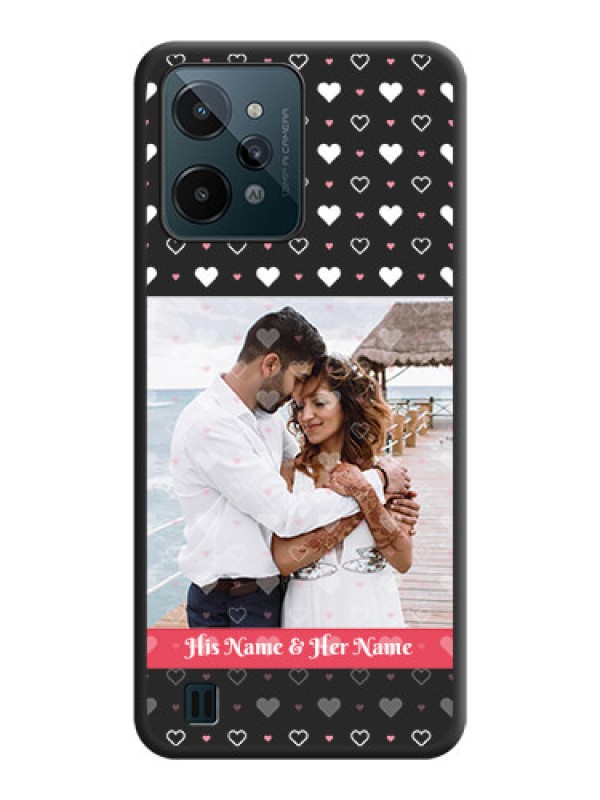 Custom White Color Love Symbols with Text Design on Photo on Space Black Soft Matte Phone Cover - Realme C31