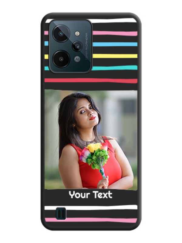 Custom Multicolor Lines with Image on Space Black Personalized Soft Matte Phone Covers - Realme C31