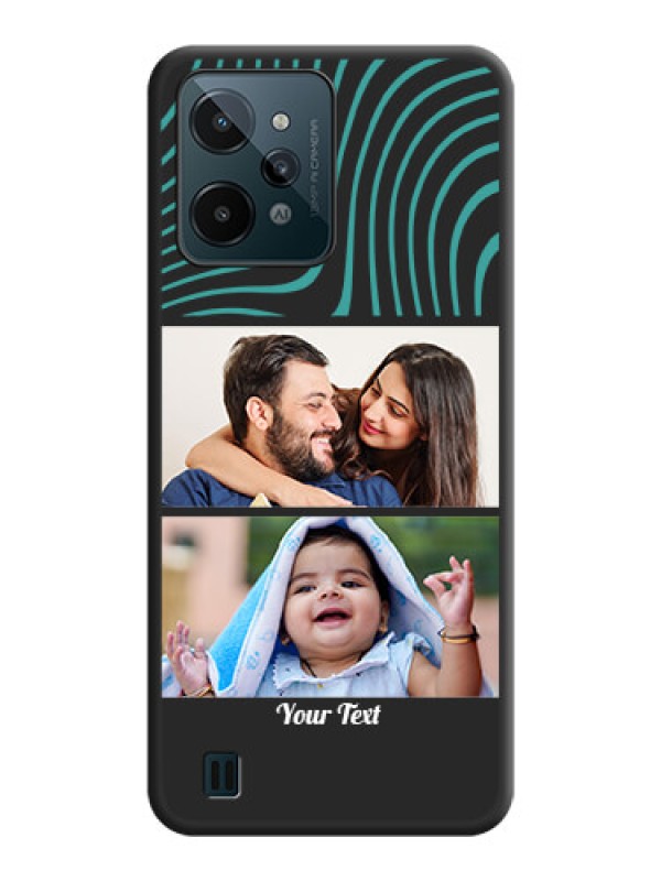 Custom Wave Pattern with 2 Image Holder on Space Black Personalized Soft Matte Phone Covers - Realme C31