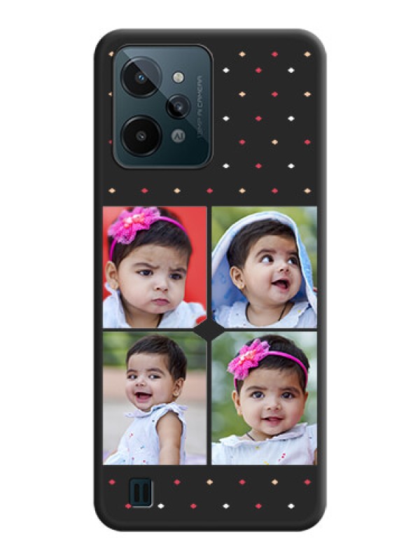 Custom Multicolor Dotted Pattern with 4 Image Holder on Space Black Custom Soft Matte Phone Cases - Realme C31