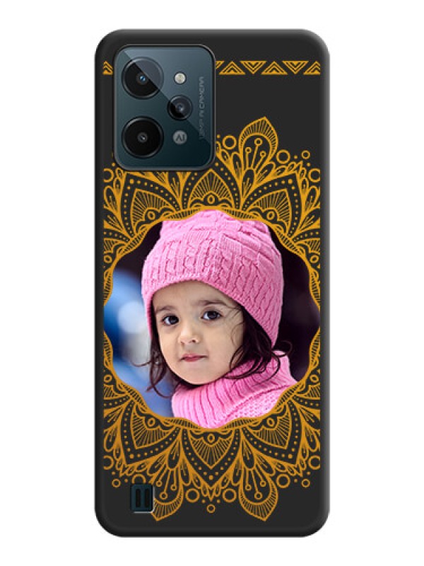 Custom Round Image with Floral Design on Photo on Space Black Soft Matte Mobile Cover - Realme C31