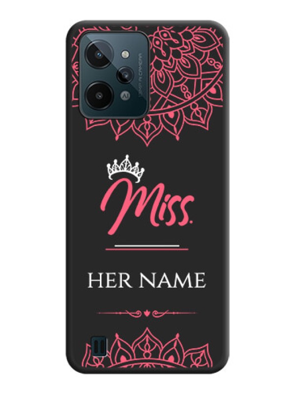 Custom Mrs Name with Floral Design on Space Black Personalized Soft Matte Phone Covers - Realme C31