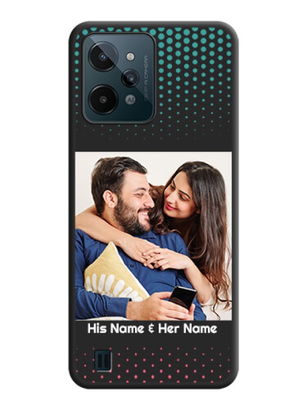 Custom Faded Dots with Grunge Photo Frame and Text on Space Black Custom Soft Matte Phone Cases - Realme C31
