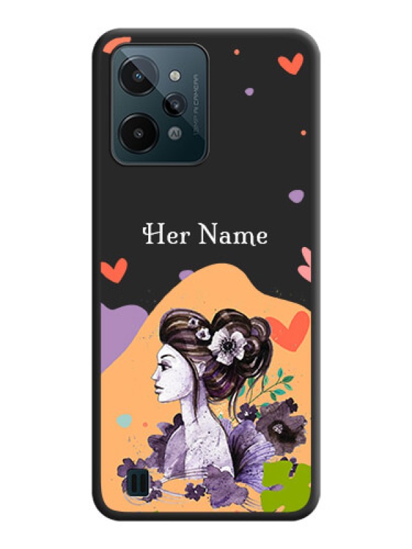 Custom Namecase For Her With Fancy Lady Image On Space Black Personalized Soft Matte Phone Covers -Realme C31