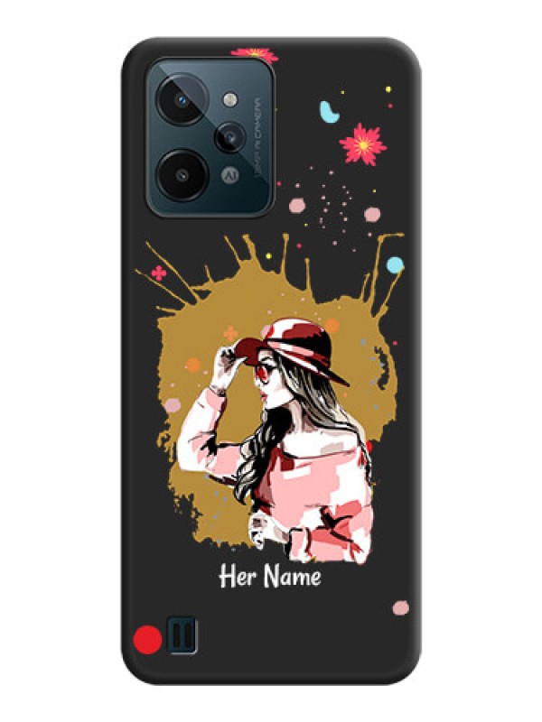 Custom Mordern Lady With Color Splash Background With Custom Text On Space Black Personalized Soft Matte Phone Covers -Realme C31