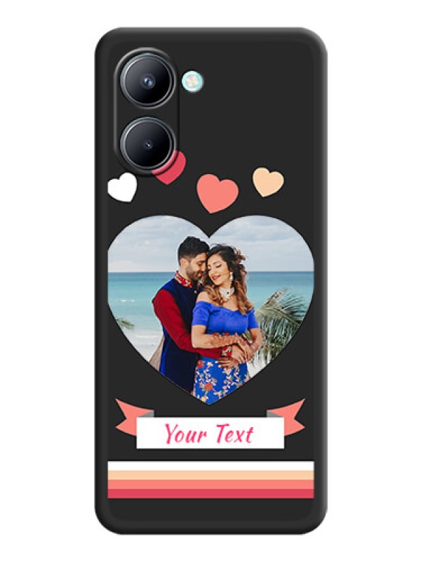 Custom Love Shaped Photo with Colorful Stripes on Personalised Space Black Soft Matte Cases - Realme C33 2023