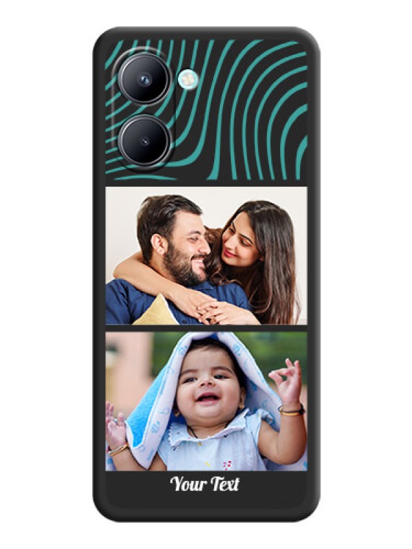 Custom Wave Pattern with 2 Image Holder on Space Black Personalized Soft Matte Phone Covers - Realme C33 2023