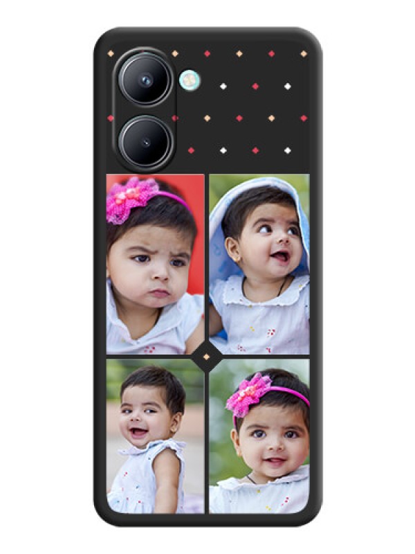 Custom Multicolor Dotted Pattern with 4 Image Holder on Space Black Custom Soft Matte Phone Cases - Realme C33 2023