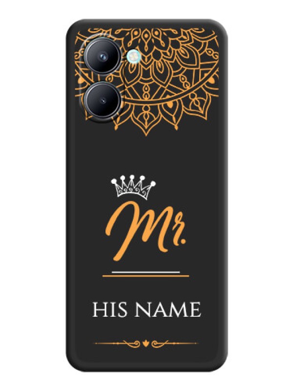 Custom Mr Name with Floral Design  on Personalised Space Black Soft Matte Cases - Realme C33 2023