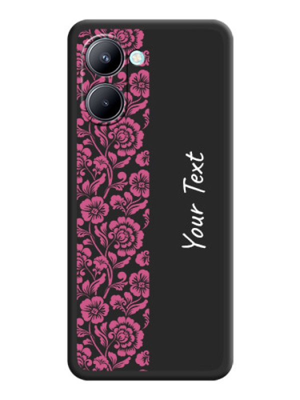 Custom Pink Floral Pattern Design With Custom Text On Space Black Personalized Soft Matte Phone Covers -Realme C33 2023