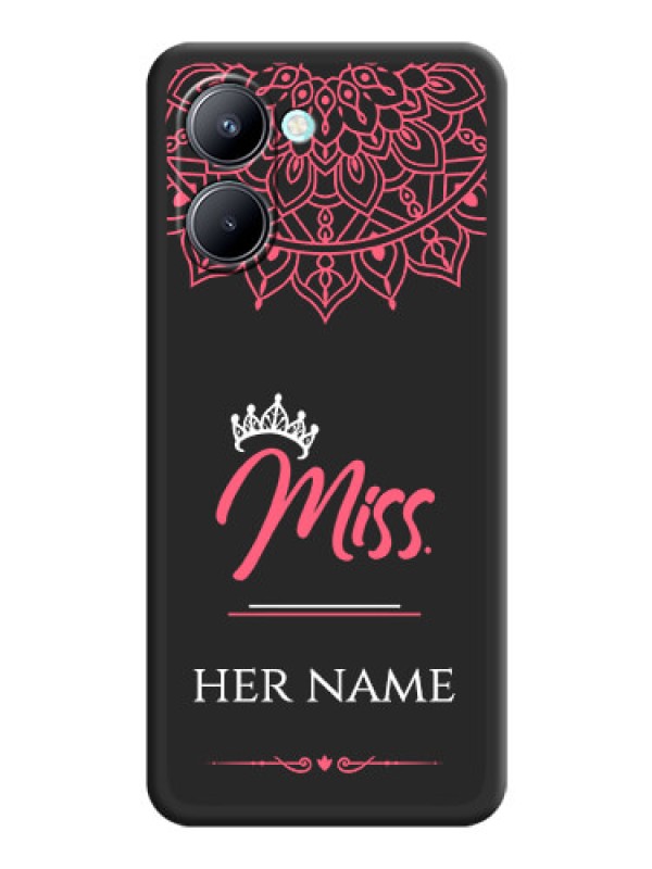 Custom Mrs Name with Floral Design on Space Black Personalized Soft Matte Phone Covers - Realme C33