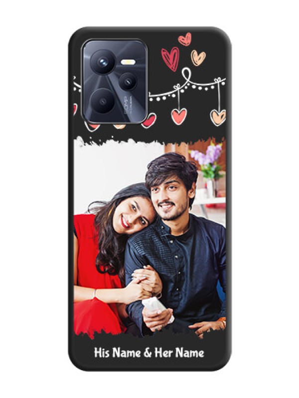 Custom Pink Love Hangings with Name on Space Black Custom Soft Matte Phone Cases - Realme C35