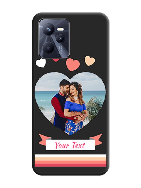 Custom Love Shaped Photo with Colorful Stripes on Personalised Space Black Soft Matte Cases - Realme C35