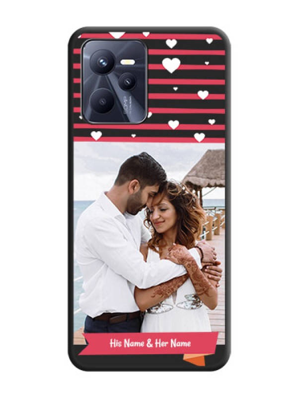 Custom White Color Love Symbols with Pink Lines Pattern on Space Black Custom Soft Matte Phone Cases - Realme C35