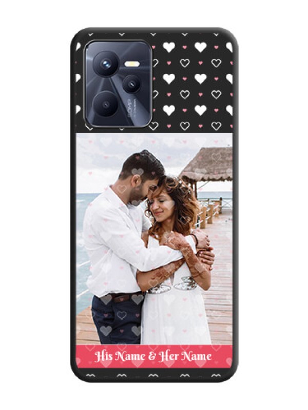 Custom White Color Love Symbols with Text Design on Photo on Space Black Soft Matte Phone Cover - Realme C35