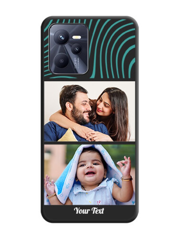 Custom Wave Pattern with 2 Image Holder on Space Black Personalized Soft Matte Phone Covers - Realme C35