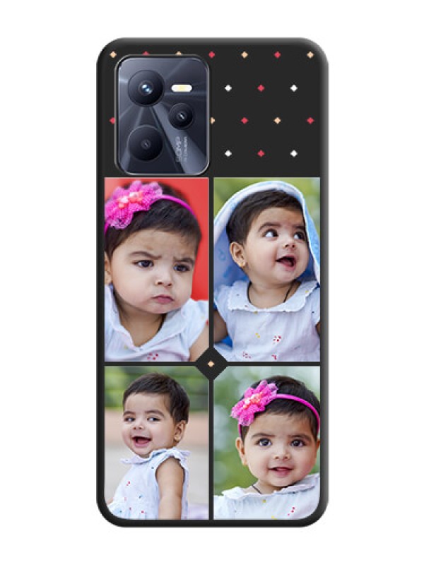 Custom Multicolor Dotted Pattern with 4 Image Holder on Space Black Custom Soft Matte Phone Cases - Realme C35