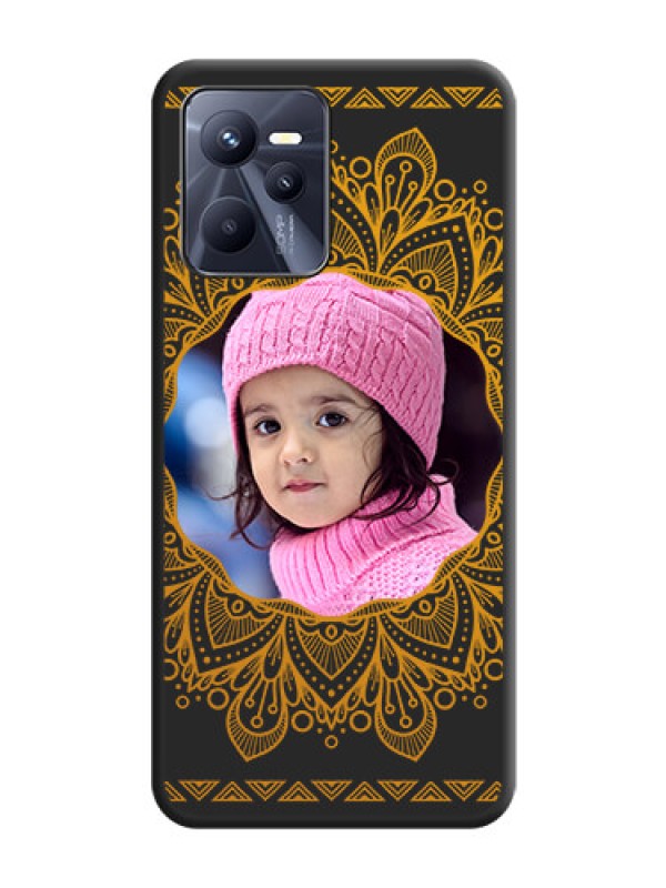 Custom Round Image with Floral Design on Photo on Space Black Soft Matte Mobile Cover - Realme C35